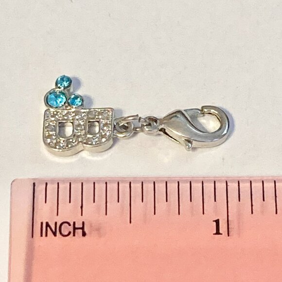 Vintage Disney Blue Crystal Mickey Mouse Ears Charm Clip On Initial Letter B - Picture 8 of 8
